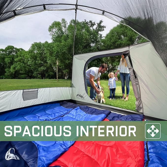 Happy Travel Camping Tent, 4/6 Person Dome Tents for Camping with Rainfly, Waterproof Clip Easy Setup Portable Family Tent with Mesh Windows, 20% More Headroom Backpacking Tents for Camping & Hiking