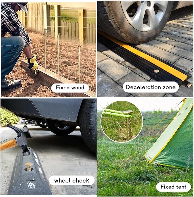 16 Inch Rebar Stakes,8 Pack Metal Rebar Support，1/2 Inch Diameter Galvanized Steel Ground Anchors，Heavy Duty Plant Support Garden Stake for Speed Bump, Wheel Stop, Tent...