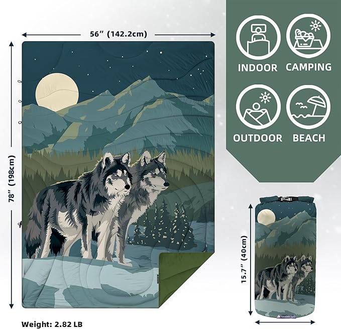 Camping Blanket Puffy - Outdoor Stadium Blanket Wearable, Lightweight, Packable, Machine Washable Camping Quilt for Traveling, Picnic, Beach, Party