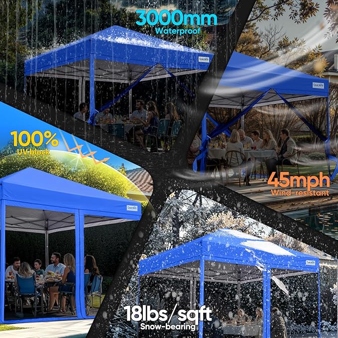 Quictent 8'x8' Pop up Screened Canopy Tent with Mosquito Netting, Portable Easy up Outdoor Screen House Shelter for Patio, Camping and Picnic, Includes Wheeled Carry Bag