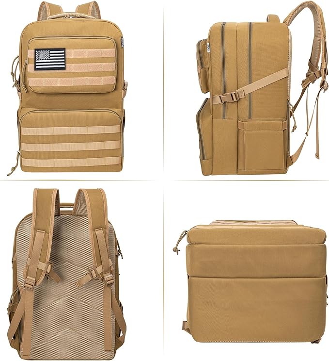 45L Tactical Backpack for Men, Water-resistant Military MOLLE Assault Backpack Bag for Hunting Camping Travel (Khaki)