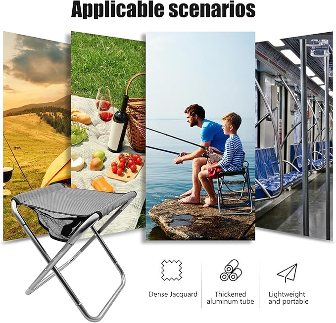 Camping Stool, Portable Folding Stool XXL Size Camping Stool for Adults Supports up to 240 lbs