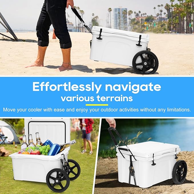 Upgraded Cooler Wheel Kit, Universal Cooler Cart Kit for Heavy-Duty Coolers,15.5 in to 17.5 in Wide Coolers, All Terrain 12 Inch Wheels&Ratchet Straps, Roller Accessories for Camping & Beach