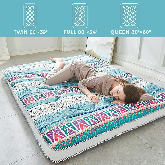 Japanese Floor Mattress Futon - Thicken & Foldable Roll Up Camping & Bohemia Twin