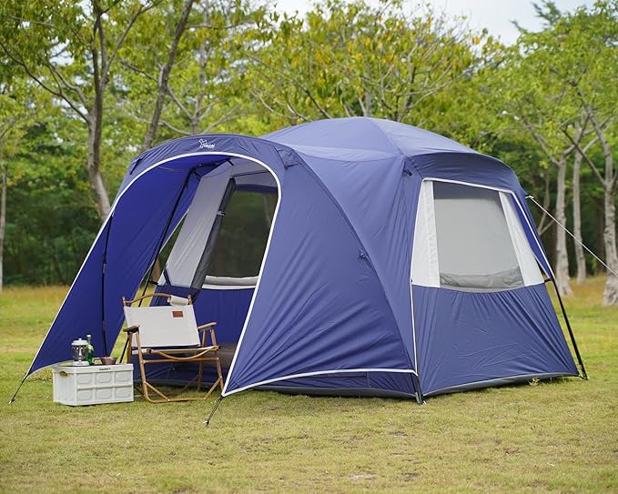 Vidalido 3-4 Person Tent with 1 Mesh Door and 2 Large Mesh Window, Double Layer Waterproof Portable Family Cabin Tent, 4 Person Tents for Outdoor Camping Hiking