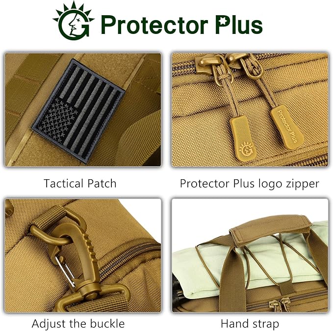 Protector Plus Tactical Duffle Bag Men Sports Gym Backpack Military MOLLE Luggage Suitcase Travel Camping Outdoor Rucksack (Rain Cover & Patch Included), Brown, 35L