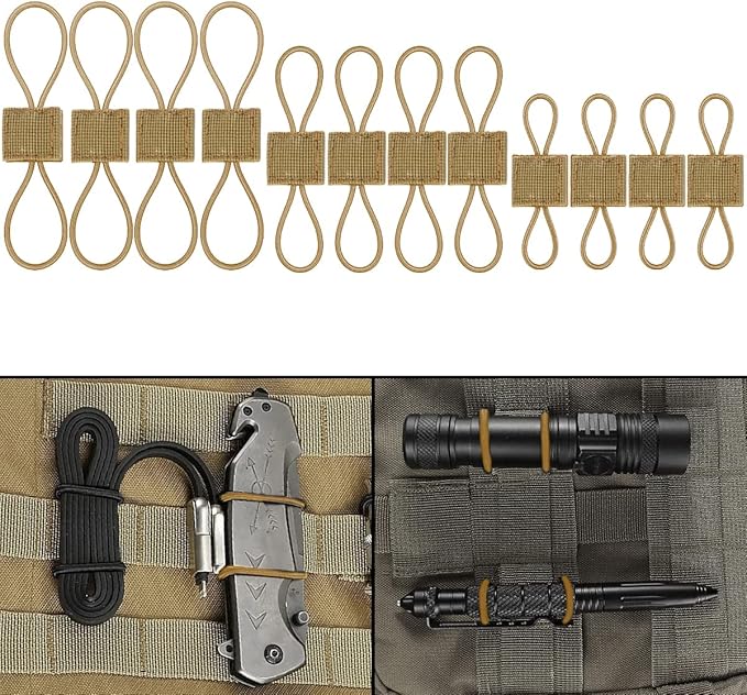 Molle Attachments, Tactical Backpack Accessories, Molle Webbing Binding Ribbon Multipurpose Tactical Bag Molle Accessories (3 Size Kit, Tan)