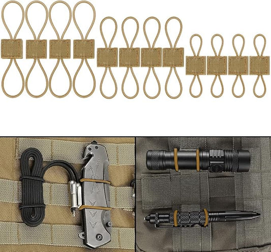 Molle Attachments, Tactical Backpack Accessories, Molle Webbing Binding Ribbon Multipurpose Tactical Bag Molle Accessories (3 Size Kit, Tan)