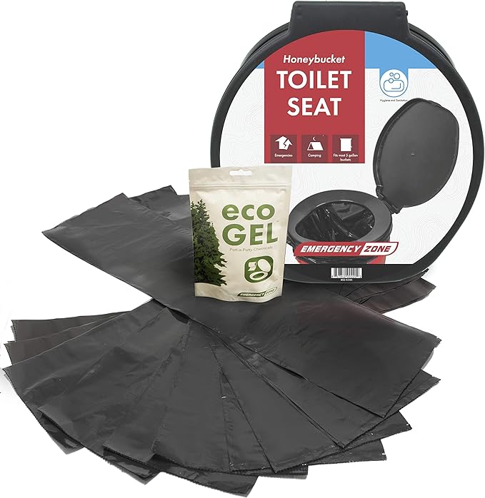 Emergency Zone Eco Gel Sanitation Set with Privacy Shelter | Hygienic Waste Disposal System for Camping, Hiking, Emergency Preparedness