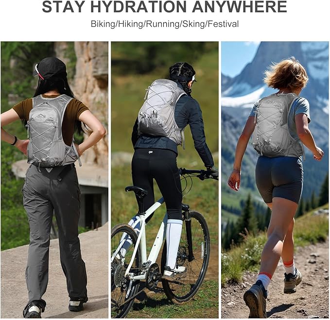 IX INOXTO Hydration Backpack, 18L Lightweight Hiking Backpack with 2L Water Bladder Daypack Women Men, Water Backpack Insulated Hydration Pack for Hiking, Running, Festival, Cycling