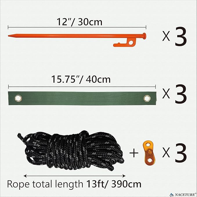 Tree Stake Kit – Heavy Duty Tree Stakes and Supports for Leaning Trees – Metal Stake for Straightening Kit with 3 Set Tree Stakes, for Staking and 13.12 Feet Tree Rope