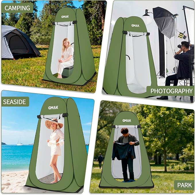 GMAK Pop Up Privacy Shower Tent, Portable Pop Up Beach Dressing Changing Room UV/Rain Outdoor Privacy Shelter Camping Tent, Shower Room Toilet Shelters for Outdoor Hiking Beach Picnic Fishing, Green