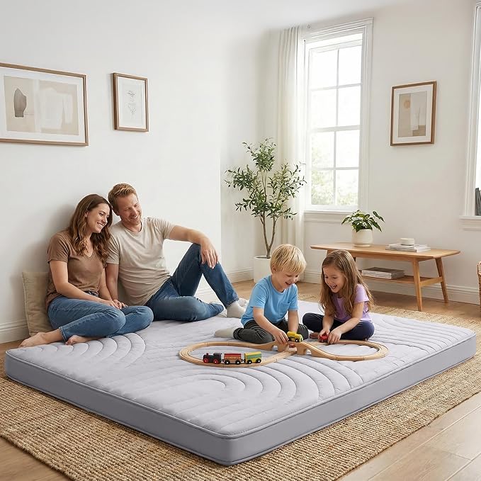 ZonLi Japanese Floor Mattress Futon Mattress, 4'' Thick Tatami Mat Foldable Mattress, Queen Size 80''x60'' Japanese Bed Sleeping Pad for Adults, Bedroom Dorm Camping