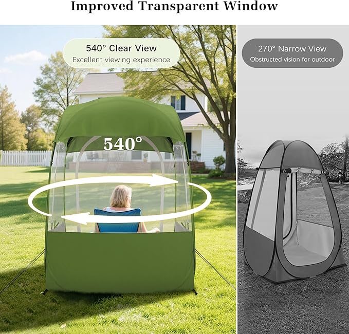 Sports Tent, Portable & Foldable Pop Up Tents Shelter with Carry Bag, Instant Weather Proof Clear View Bubble Tent for Fishing, Camping, Watching Sports Events