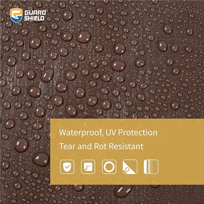GUARD SHIELD Tarps Heavy Duty Waterproof 16x20 Feet Brown/Bright Silver Poly Tarp Cover Outdoor Thick UV Resistant Tarpaulin with Grommets 10mil
