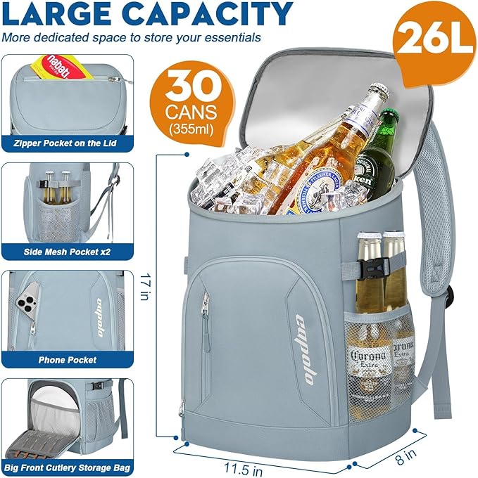 Capolo Cooler Backpack for Men Women Insulated Backpack Cooler Leak Proof Thermal Bag Beverage Soft Cooler Bag Lunch Backpack for Camping 30/45 Cans