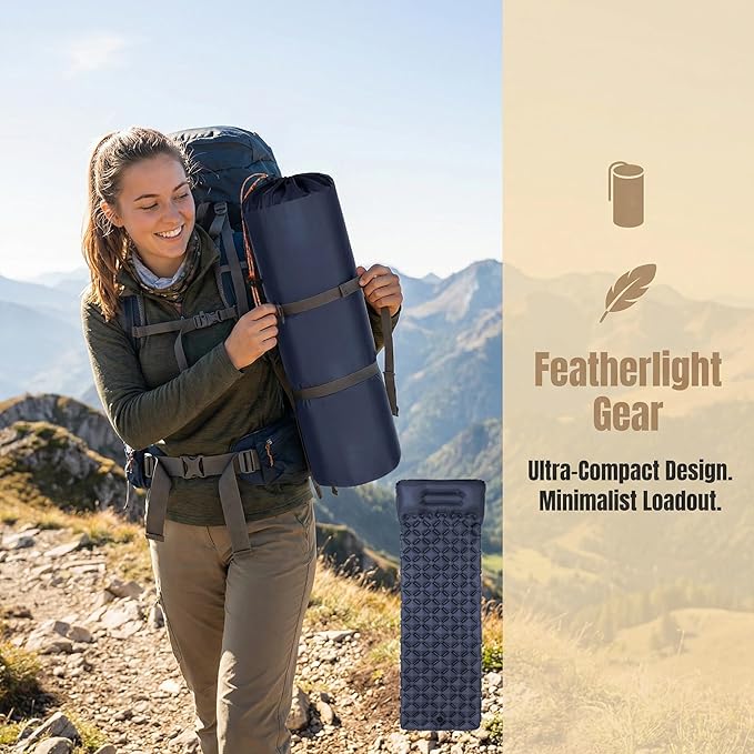 Ultralight Inflatable Sleeping Pad for Camping & Backpacking – Comfortable Camping Mat, Compact Sleep Pad for Outdoor Adventures