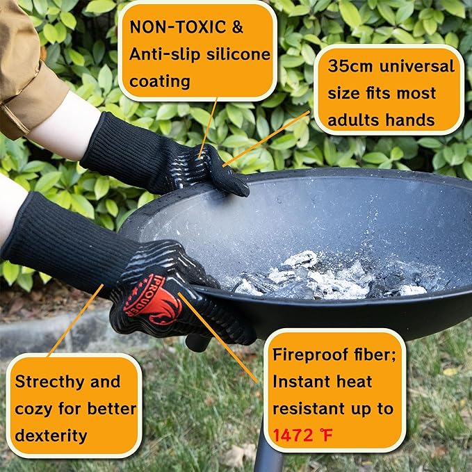 6-in-1 Dutch Oven Camping Accessories Kit - Campfire Cooking Equipment with Marshmallow Roasting Sticks, Heat-Resistant Gloves, 16" Scissors Tongs, Lid Lifter & Lid Stand