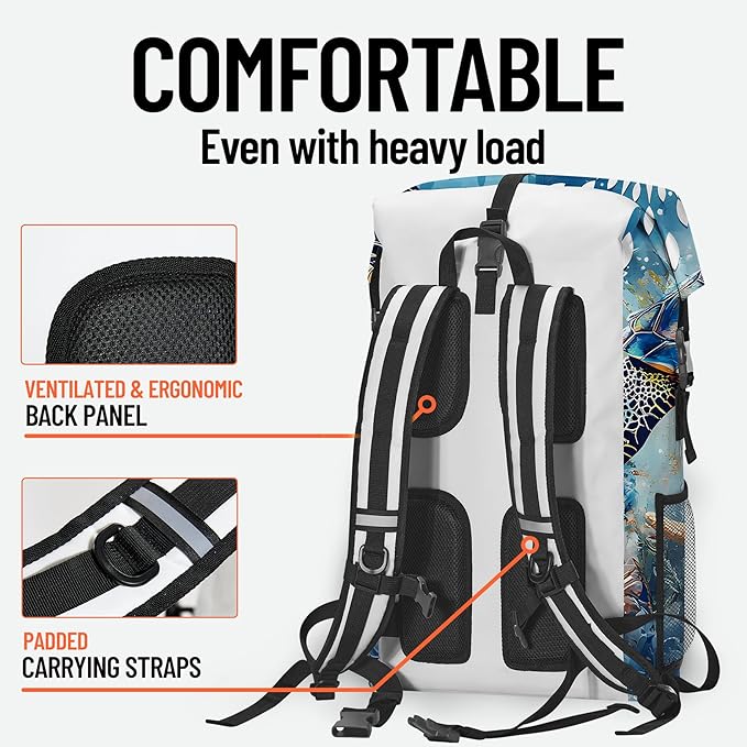 Waterproof Dry Bag Marine Dry Bags for Kayaking Hiking Sea Turtle Nautical Starfish Backpack Roll-Top Closure Bag - Backpack Waterproof Phone Case 5L