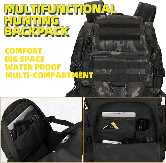 50L Military Tactical Backpack Hiking Waterproof Backpack Large Military Pack 3 Day Assault Pack Molle Bag Rucksack
