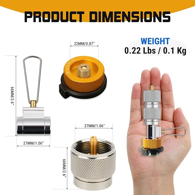 Roamix 4PCS Multi Fuel Gas Adapter Set - EN417 Lindal Valve & Butane to Propane Adapter for Camping Stove with Carrying Bag