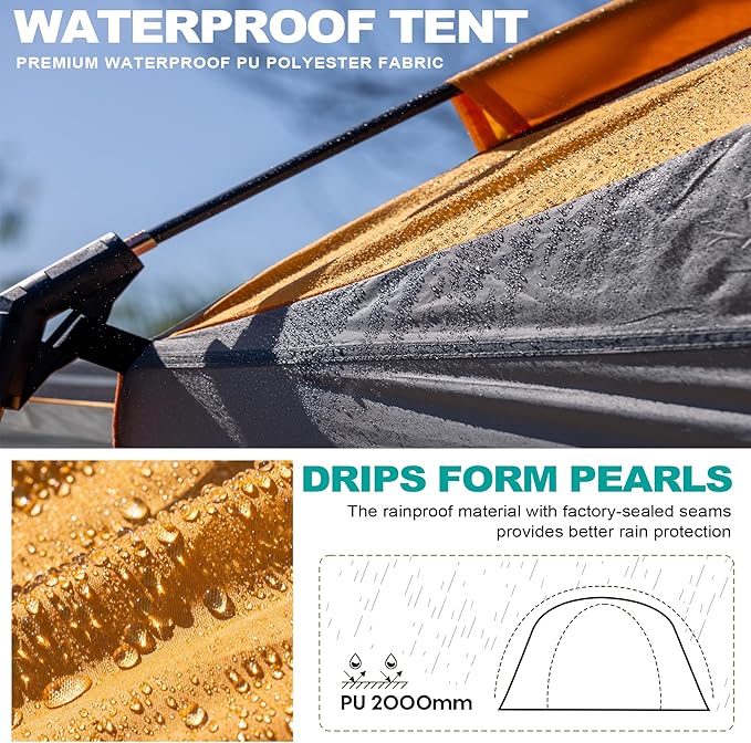 SUV Tent for Camping,Waterproof PU2000mm, Fits 5-8 People,Spacious Double Layer Design, Includes Rainfly & Storage Bag, 8FT L x 8FT W x 7.2FT H | for Camping, Waterproof PU2000mm, Spacious Double Layer Design, Includes Rainfly, Storage Bag