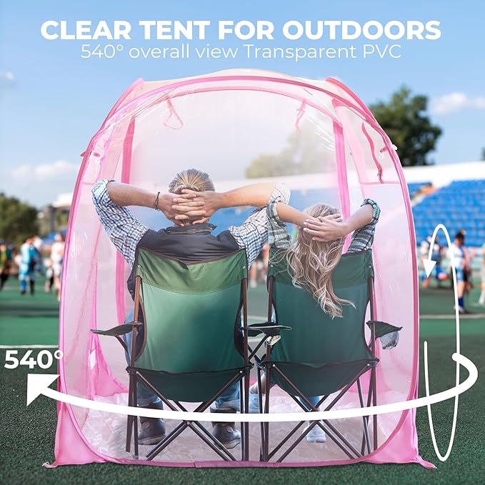 All Weather Proof Pod,Outdoor Weather Tent Sports Pod,540°View Bubble,Pop Up Screen House with Carry Bag,Screen Room for Sport Event,Camping,Fishing,Cheering