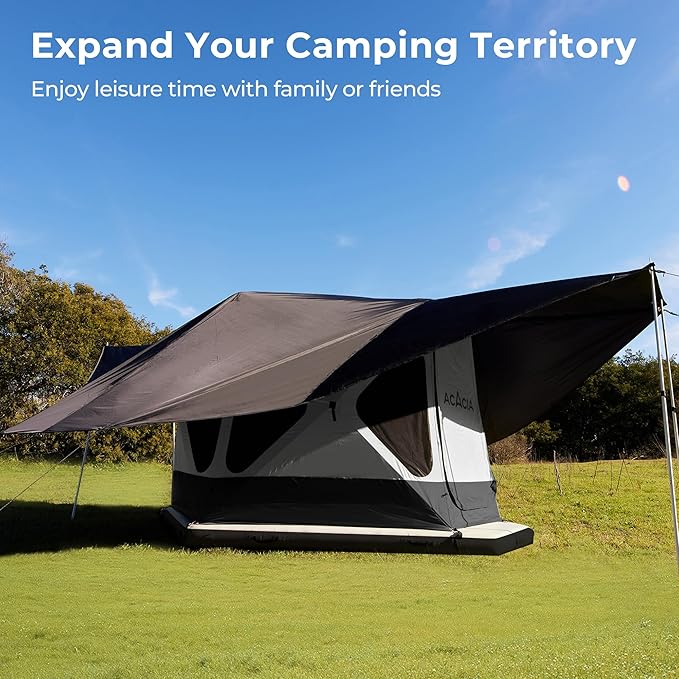 ACACIA Canopy 4 Person for Space Acacia Camping System, PU2000 Waterproof Camping Tarp for 4 Season Camping, UPF50+ Sunproof Tent Tarp with 4 Telescoping Poles, Carry Bag, Moonstone