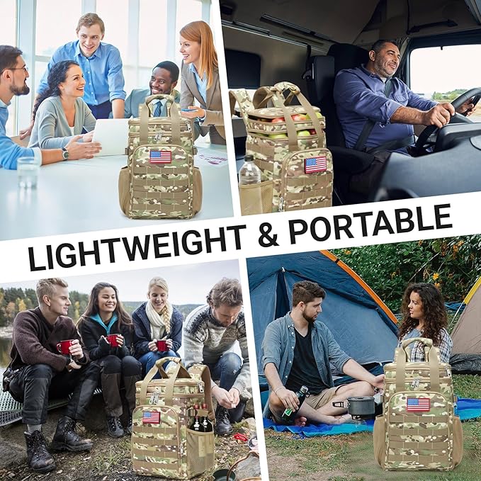 Tactical Backpack Cooler,Large Cooler Backpack Lunch Box for Men Adults Work with Handle,Insulated Soft Thermal Bag