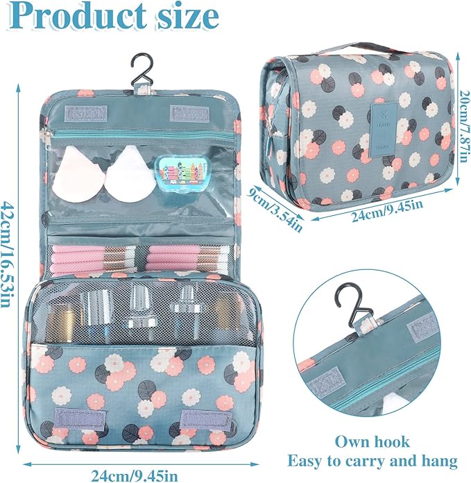 Pengxiaomei Toiletry Bag with Hook, Waterproof Hanging Cosmetic Bag Portable Travel Makeup Pouch Multifunction Handle Toiletry Bag for Women Mothers Day Gifts
