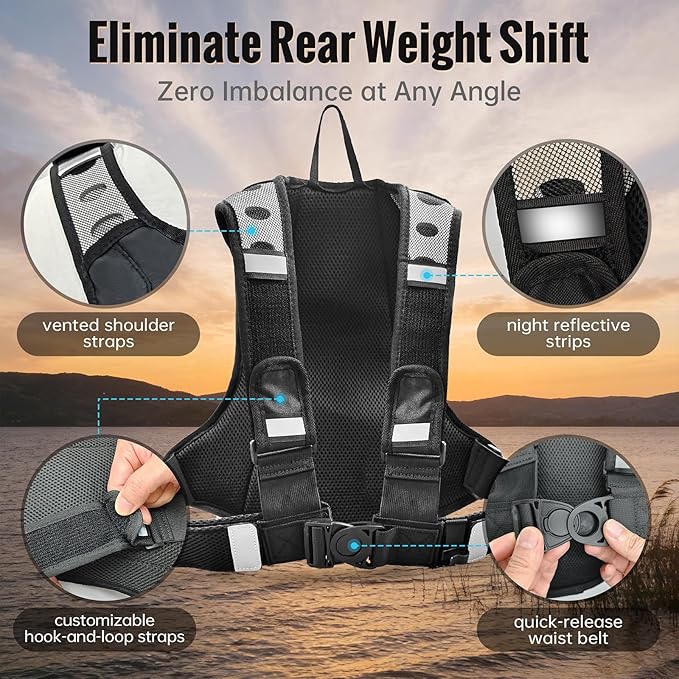 Moman Hydration Backpack with 2L Water Bladder, 600D PU Durable Hiking Backpack, Adjustable Strap & Removable Tool Pouch for Hiking/Running/Cycling/Music Festival/Rave for Men Women