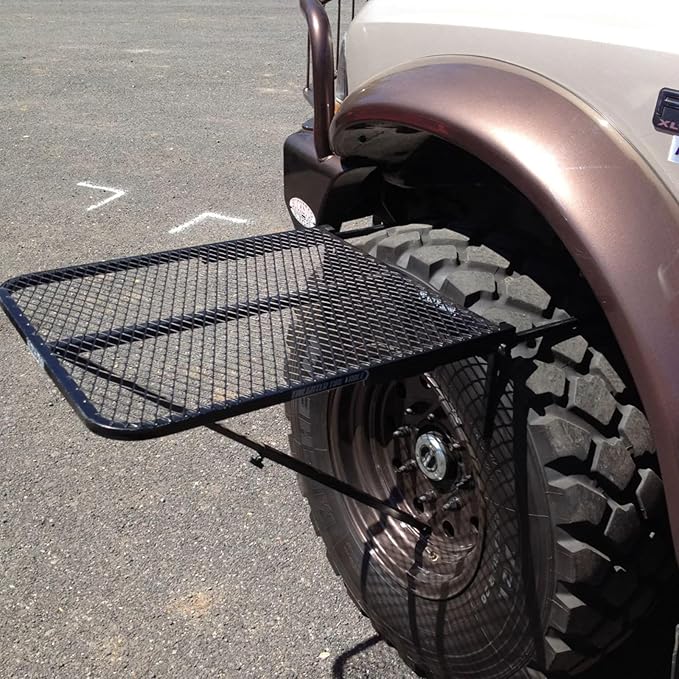 Tire Table Small Aluminum Camping Table for Camp, Travel, Tailgating, Biking, Hunting and Outdoor Work | Easily Holds 50 Pounds | No Tools or Hitch Required for Installation | 23.5" x 19" x 1.5"