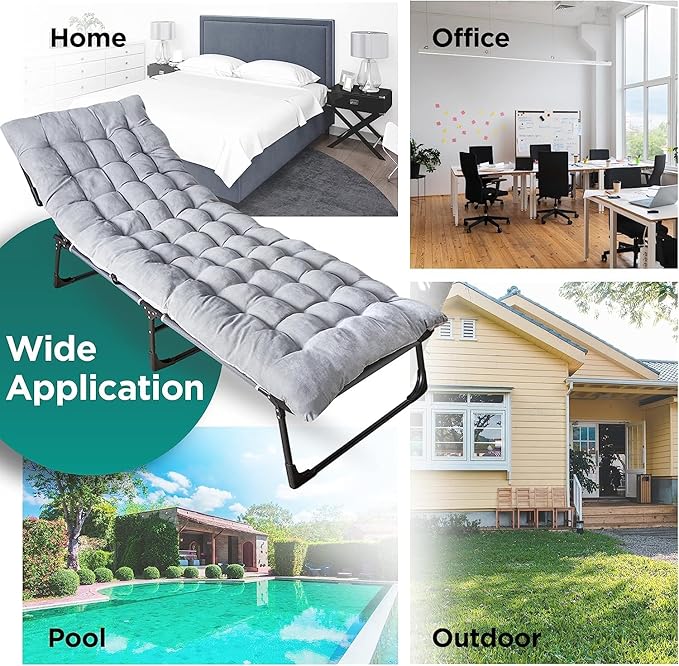 ZONETECH Folding Cot & Pad Mattress 4 Position Adjustable Portable, Premium Quality for Adult and Kids-Perfect for Camping, Travel, Patio, Beach, Indoor & Outdoor Activity (3-Pack)