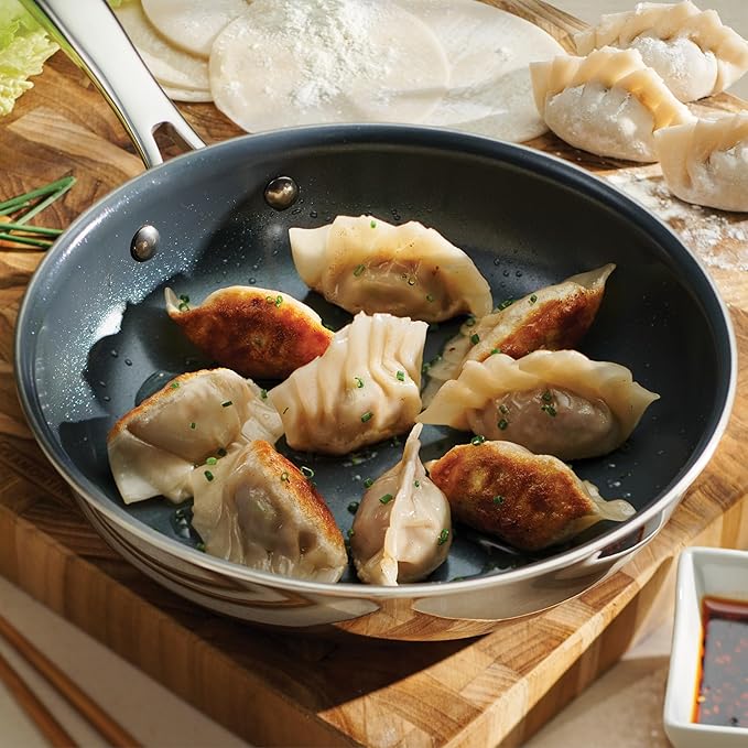 Tramontina Signature 8-Inch Tri-Ply Clad Stainless Steel Small Frying Pan with Ceramic Non Stick Interior, Induction-Ready Nonstick Skillet, Oven-Safe, Made in Brazil