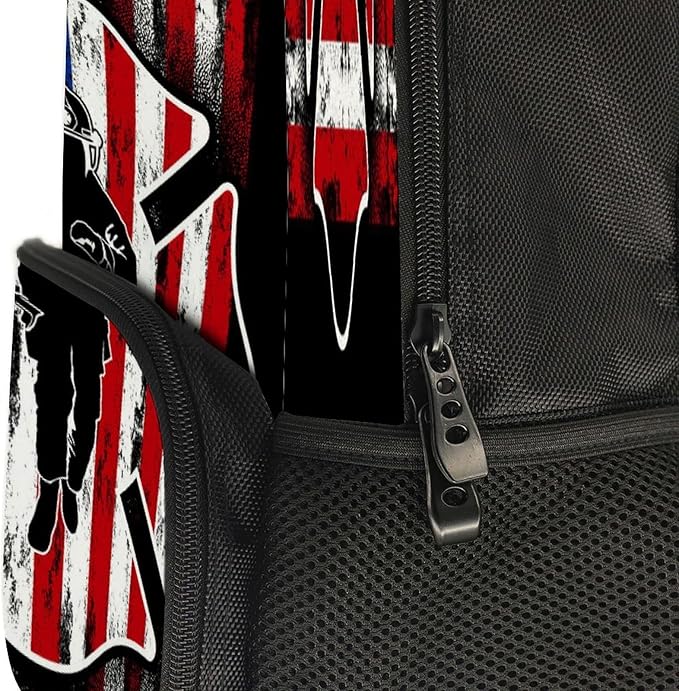 Lightweight Rucksacks for Camping Picnic Walking Cycling, Large Capacity Multipurpose Anti-Theft Carry On Bag, Fireman Flag American Firefighter Travel Hiking Camping Rucksack