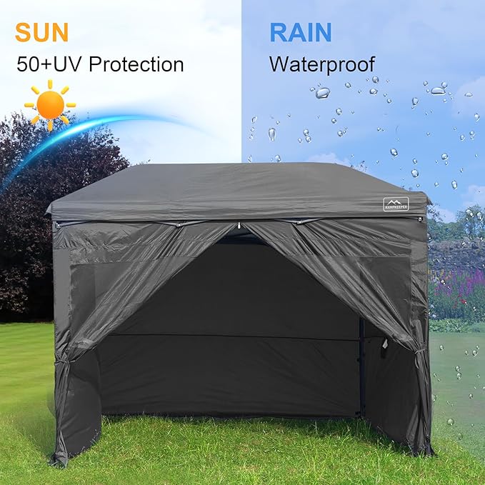 KAMPKEEPER 5pcs Sidewalls for 10X10 Commercial Instant Canopy Tent, Converts Canopies into Tent for Camping with Removable SUV Tailgate (Canopy Pole/Shelter NOT Included) (Black)