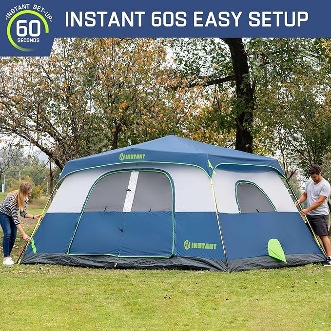 4/6/8/10 Person Instant Tent, Waterproof Pop Up Tents for Camping with Rainfly, 60 Seconds Easy Setup, Automatic Cabin Tent for Family Camping with Expandable Carry Bag & Upgraded Ventilation