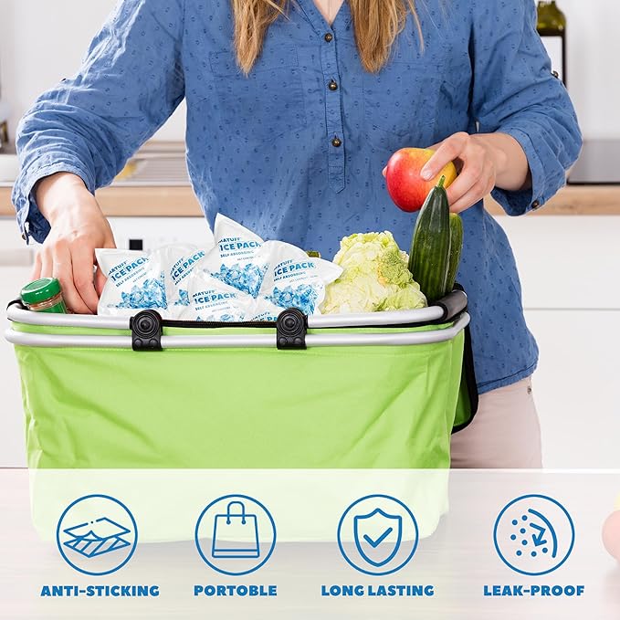 50 Sheets Reusable Freezer Ice Packs for Coolers & Lunch Boxes - Long-Lasting Gel Ice Packs, Cuttable 300 Cells, Keep Food/Drinks Cold for Shipping, Camping, Beach, Fishing
