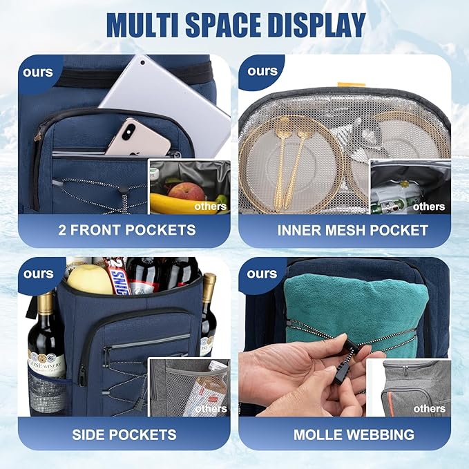 Backpack Cooler Insulated Leak Proof for Men Women 36 Cans Soft Cooler Backpack Insulated Waterproof Large Capacity Coolers Bag Portable for Lunch Camping Travel Picnic Hiking