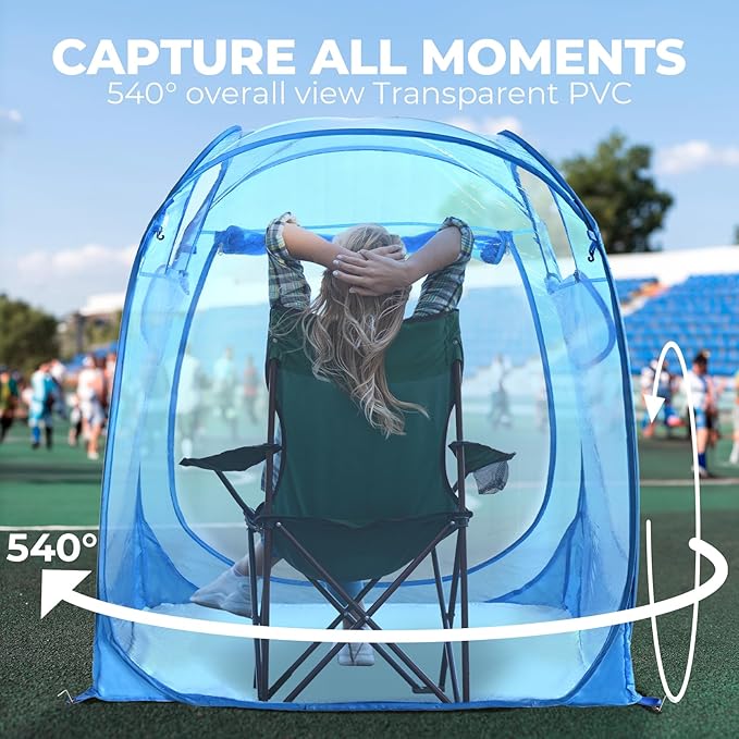 All Weather Proof Pod,Outdoor Weather Tent Sports Pod,540°View Bubble,Pop Up Screen House with Carry Bag,Screen Room for Sport Event,Camping,Fishing,Cheering