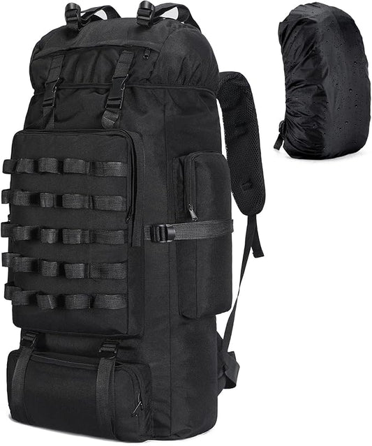 70L Camping Hiking Backpack with Rain Cover, Waterproof Molle Rucksack for Men, Backpacking Backpack for Trekking Climbing Outdoor