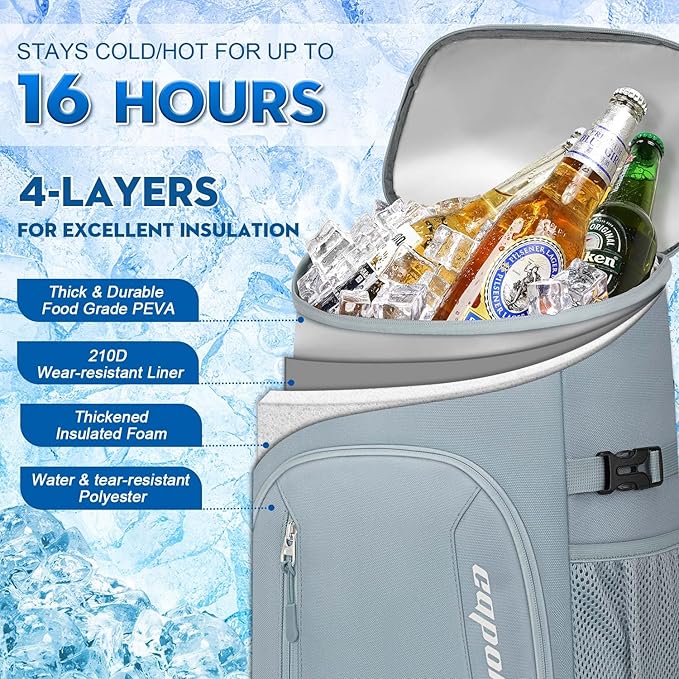 Capolo Cooler Backpack for Men Women Insulated Backpack Cooler Leak Proof Thermal Bag Beverage Soft Cooler Bag Lunch Backpack for Camping 30/45 Cans