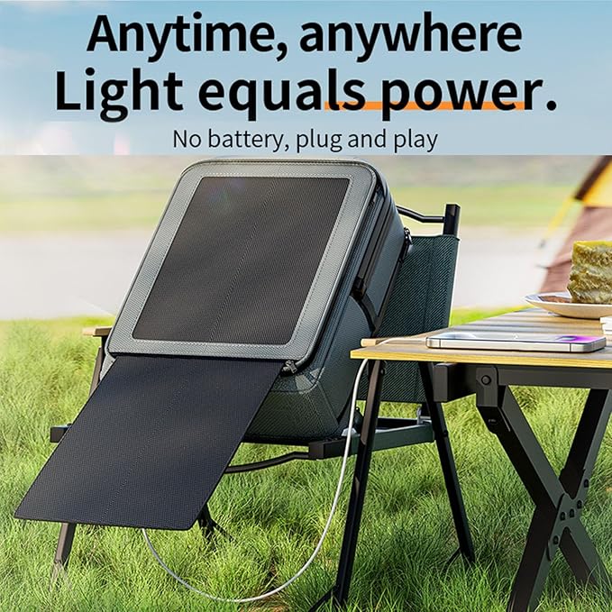 Solar Backpack Charger, 35L Solar Charging Backpack For Outdoor Activities, Travel Backpack With Dual Solar Panels Provide Up To 30W Charging Power