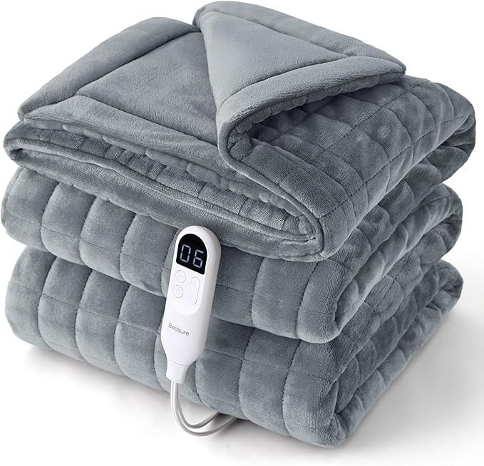 Bedsure Electric Blanket Full Size - Quilted Heated Blanket Full, Soft Flannel Thick Heating Blanket with 10 Time Settings & 6 Heat Settings, Warm Gifts for Women Men (72x84 inches, Formal Gray)