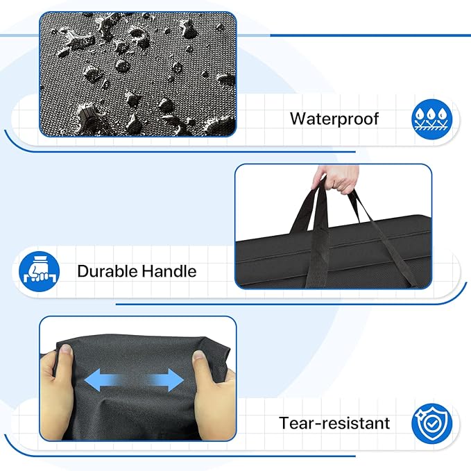 Foldable Mattress Storage Bag, 55"x13"x26" Portable Waterproof Carry Case for Trifold Memory Foam Full Folding Mattress, 600D Oxford Heavy Duty Camping Cots Bag, Black