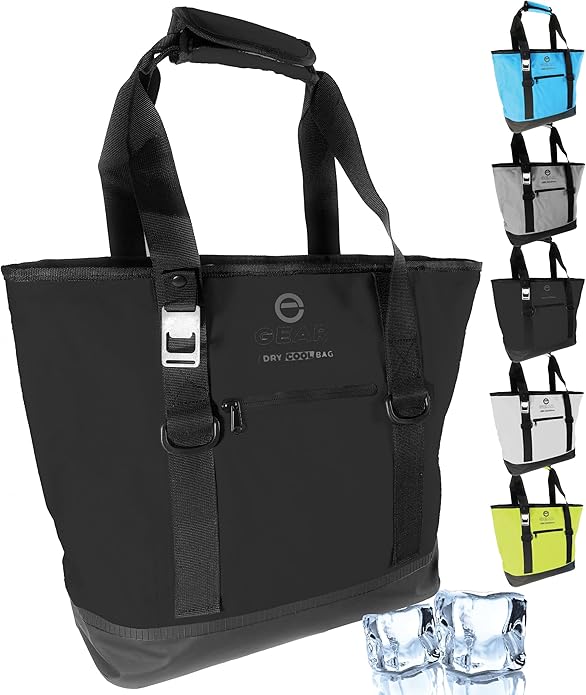 Enthusiast Gear Dry Bag Cooler Tote – Collapsible, Waterproof and Leak-Proof Soft Sided Cooler Bag - Pool, Beach - 20 or 36 Cans