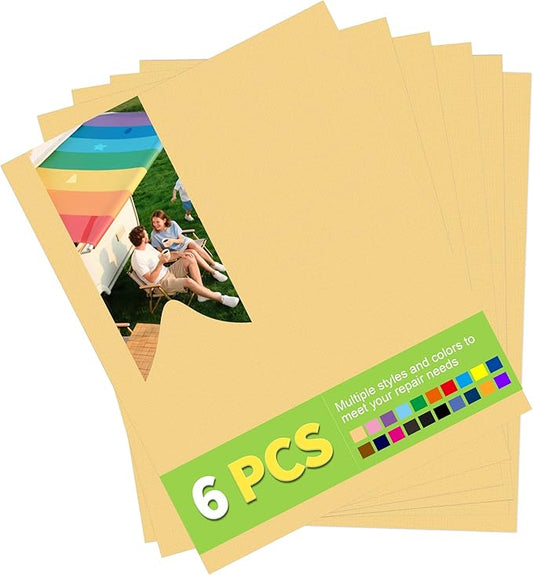 7x9in Nylon Repair Patch，Tent Repair Kit，Self Adhesive Waterproof Fabric Repair Tape for Tent, Umbrella, Sleeping Bag, Down Jackets,Knapsack.（Khaki,6ps）