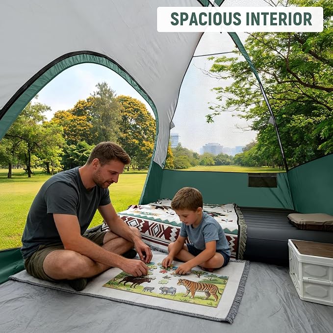 Tents for Camping 6 Person Tent Waterproof Windproof Double Layer Family Camping Tent, Easy Setup Dome Tent with Large Mesh Windows & Wider Door for Outdoor Camping & Hiking