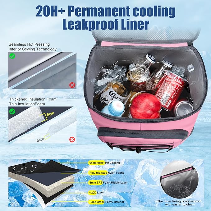 Backpack Cooler Insulated Leak Proof for Men Women 36 Cans Soft Cooler Backpack Insulated Waterproof Large Capacity Coolers Bag Portable for Lunch Camping Travel Picnic Hiking