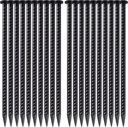 20 Pack Rebar Stakes 16 Inch Steel Ground Anchors 1/2 Inch Diameter Metal Landscape Stakes Heavy Duty Landscaping Edging Anchoring Spikes for Speed Bump, Paver Curb, Tent, Artificial Grass and Timber